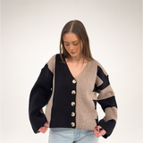 Black & Oat Colorblock Cardigan