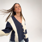 Navy & Ivory Colorblock Cardigan