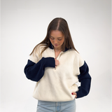 Navy & Ivory Quarter Zip Sweater