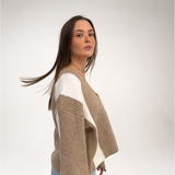 Taupe & Ivory Colorblock Cardigan