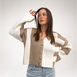 Taupe & Ivory Colorblock Cardigan