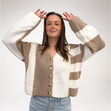 Taupe & Ivory Colorblock Cardigan