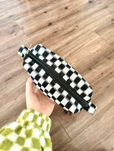 Cutey Checkered Makeup Bag in Black and White